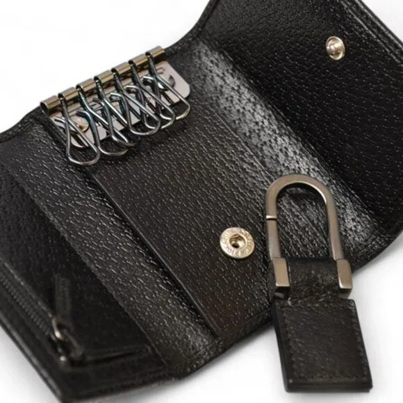 Gucci Outlet Key Case Key Holder 6-stacks Pigskin Sherry Line Black 033 - Picture 4 of 9